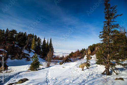 Scenic view of the winter mountains