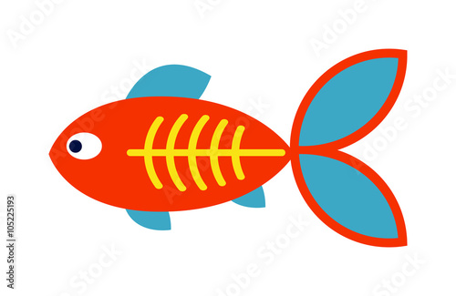 Decorative Fish flat icon vector isolated on white background.