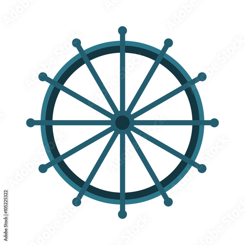 Yacht or sheep wheel rudder flat style vector illustration isolated on white background