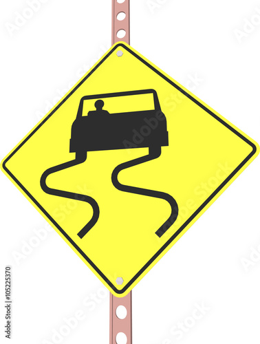 3d illustration of yellow roadsign isolated on white background