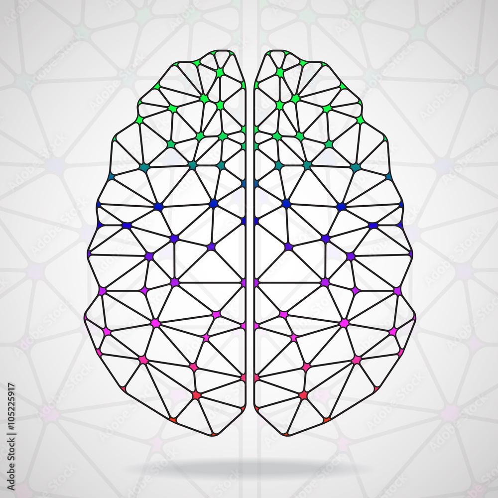 Abstract geometric brain, network connections. Vector illustration. Eps 10 Abstract geometric brain, network connections. Vector illustration. Eps 10