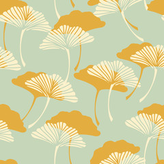 Deken met foto Japanse stijl patronen a  japanese style ginkgo biloba leaves seamless tile in a gold and light blue color palette  © L.Dep
