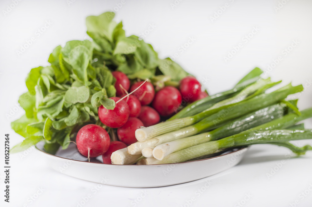 Bunch of radish and spring onion Bunch of radish and spring onion