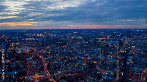 London Night View, Sunset. Toward London Eye, Houses of Parliament. © jgolby