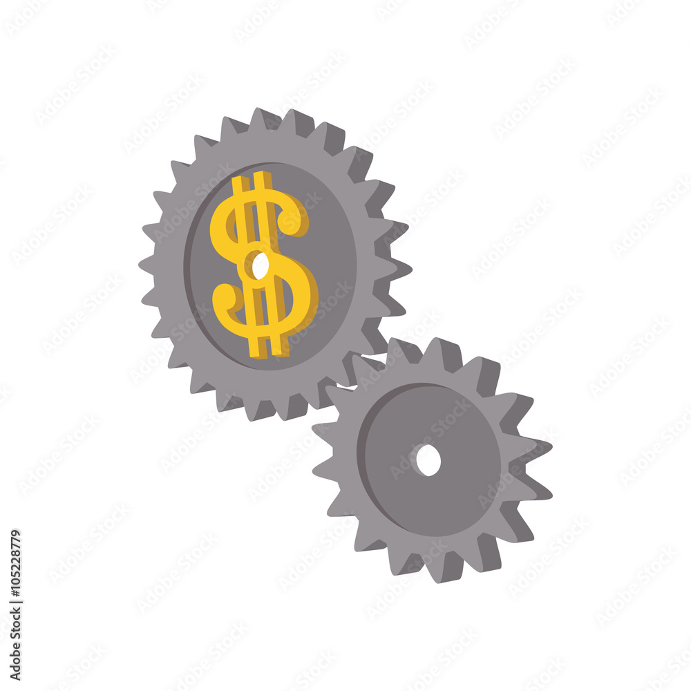 Clockwork with dollar sign icon, cartoon style Clockwork with dollar sign icon, cartoon style