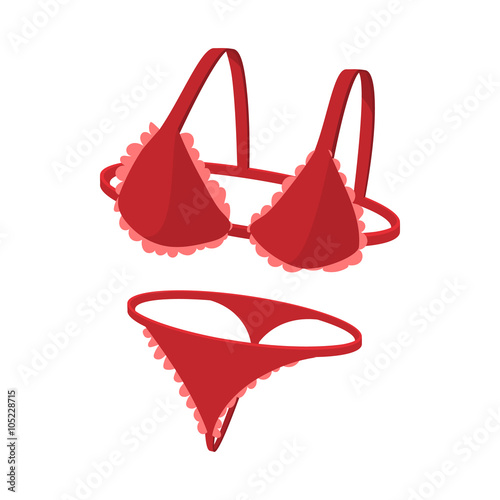 Red lingerie icon, cartoon style 