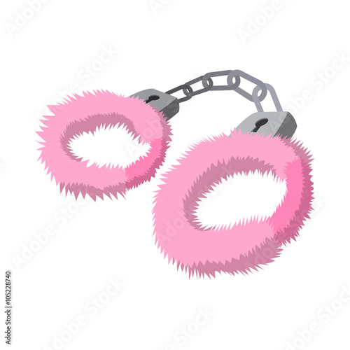 Pink handcuffs icon, cartoon style 