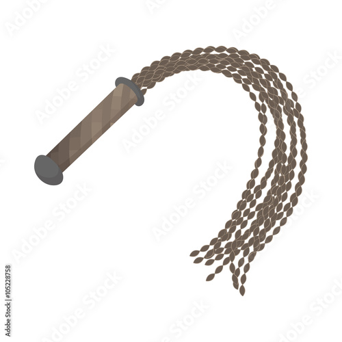 Leather whip icon, cartoon style