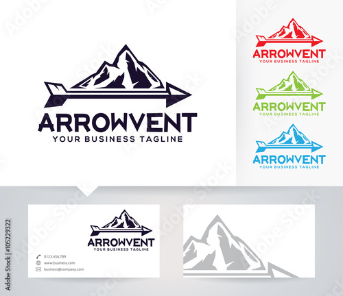 Arrow Venture vector logo with alternative colors and business card template