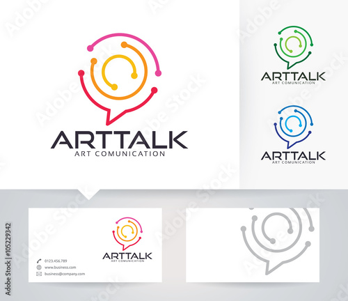 Art Talk vector logo with alternative colors and business card template