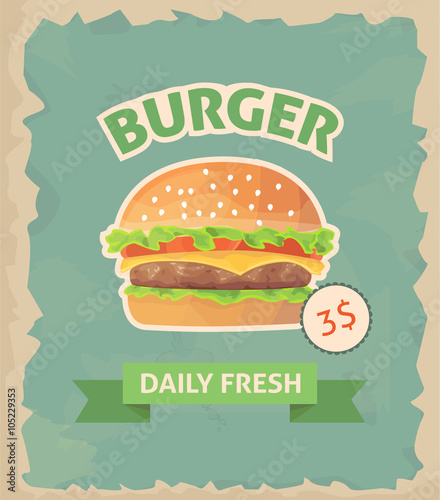 Burger retro poster