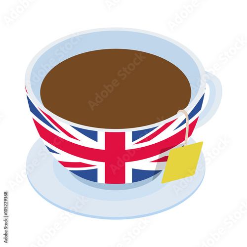 British tea  cup icon, isometric 3d style 