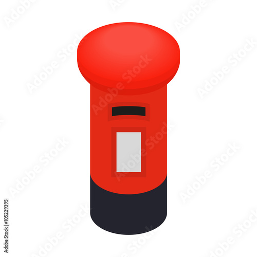 London red mail box icon, isometric 3d style