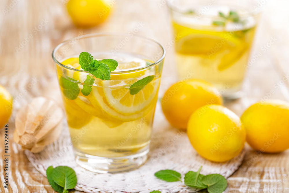 summer citrus lemonade drink with fresh lemon and mint summer citrus lemonade drink with fresh lemon and mint