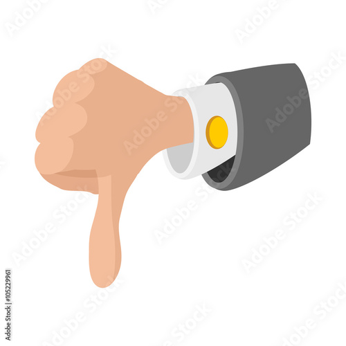Thumb down gesture icon, cartoon style