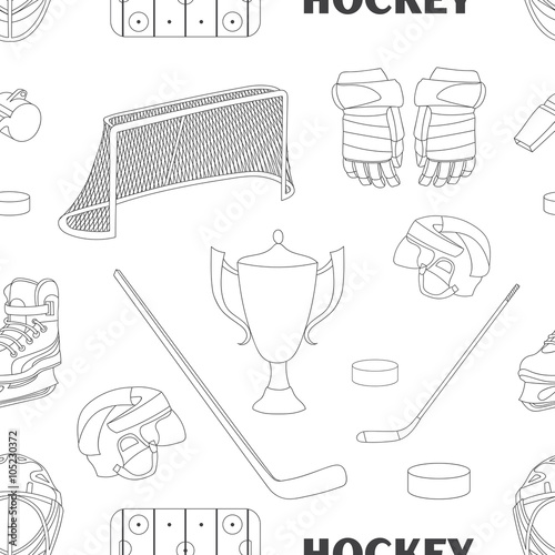 Fototapeta Naklejka Na Ścianę i Meble -  Hand drawn hockey icons pattern