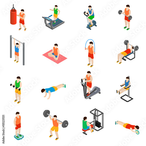 Gym icons set