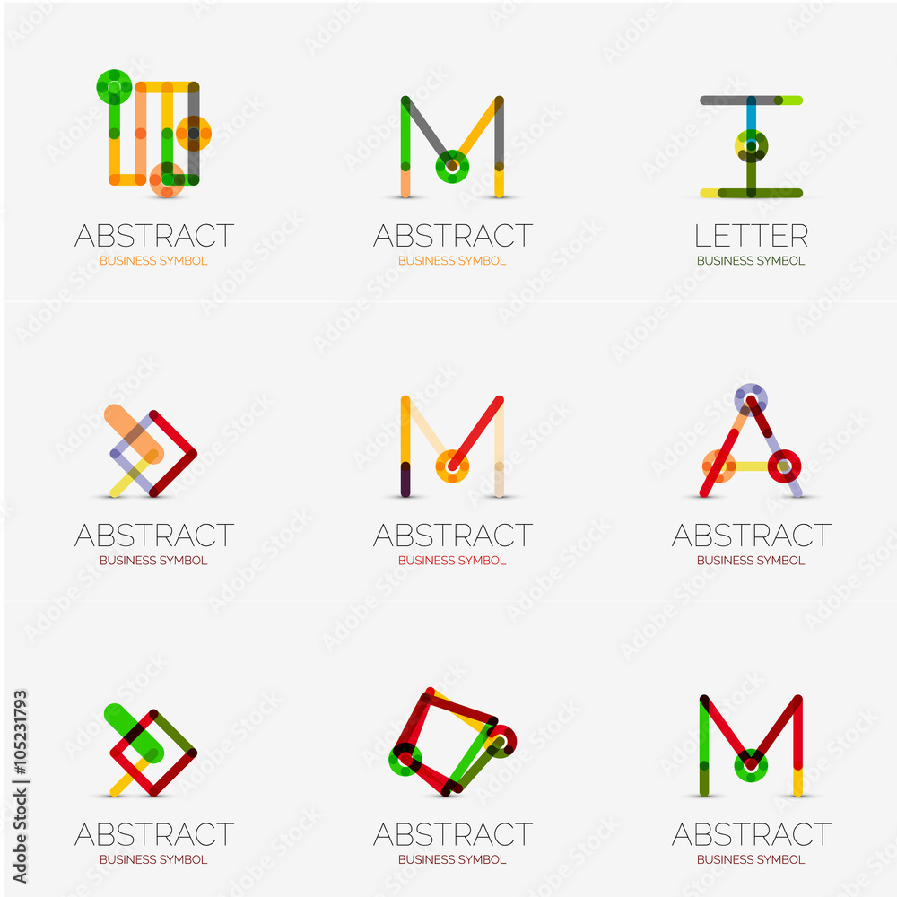 Set of linear abstract geometrical icons and logos Set of linear abstract geometrical icons and logos