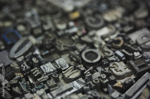 Close up of typeset letters