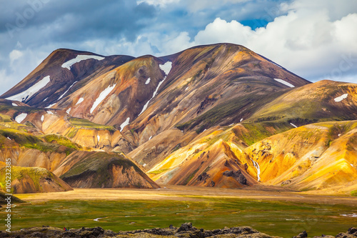 Quadro su tela The Landmannalaugar in warm sunlight