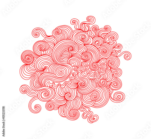 Abstract vector red doodle pattern. Decorative vector background