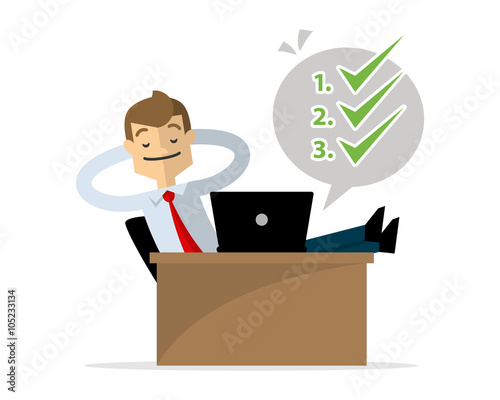 Vector of  a businessman relaxing after works are done