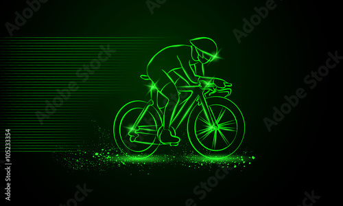 Cycling race. Vector neon illustration.