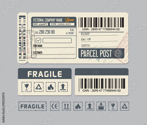 Packaging Labels. Sticker for Parcel post or Packaging