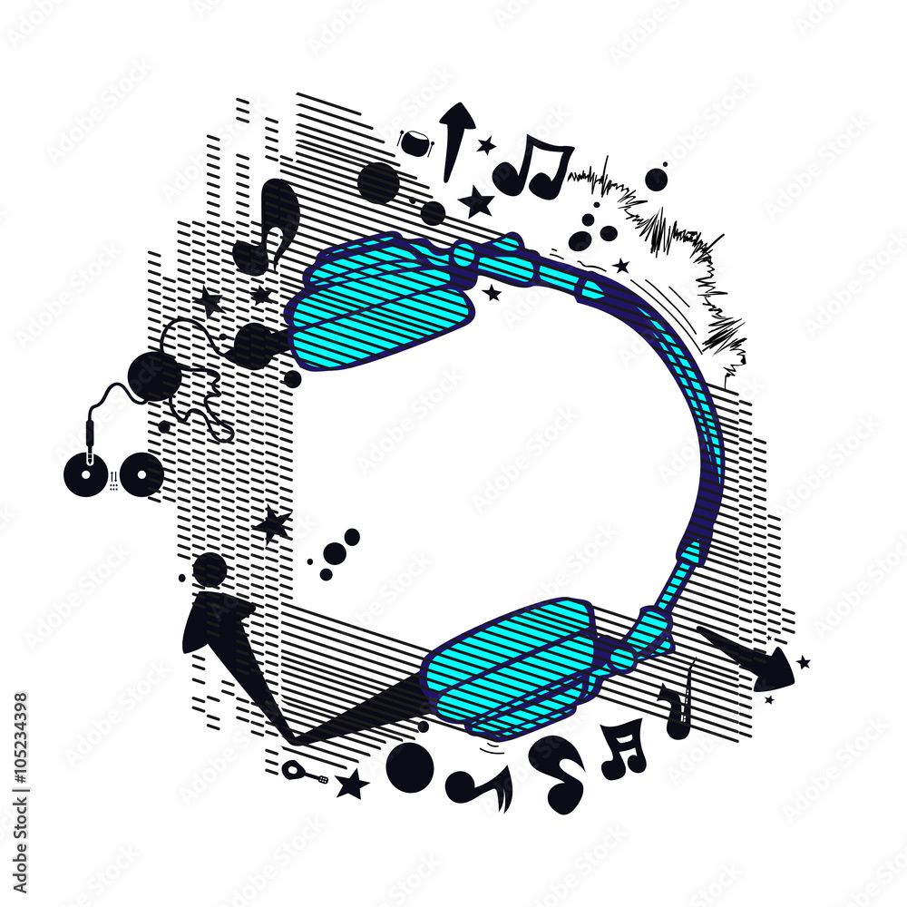 Obraz premium Abstract flyer club party music headphone white background vector isolated