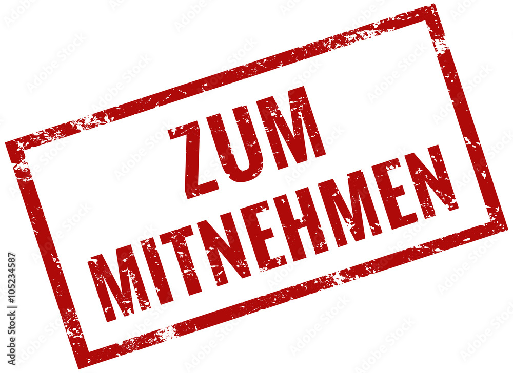 Zum mitnehmen Stempel rot grunge Adobe Stock