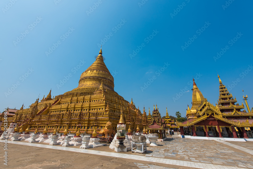 Shwezigon pagoda in Bagan, Myanmar