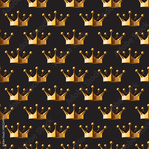Pattern gold crown on a dark background eps 10 vector illustrati