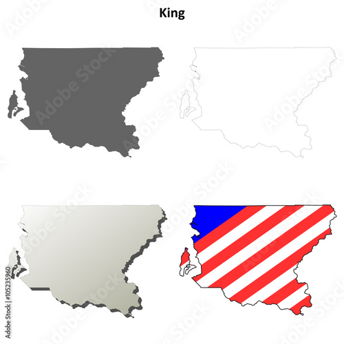 King County, Washington outline map set