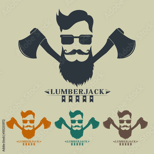 Lumberjack label, logo, t-shirt design Vector illustration