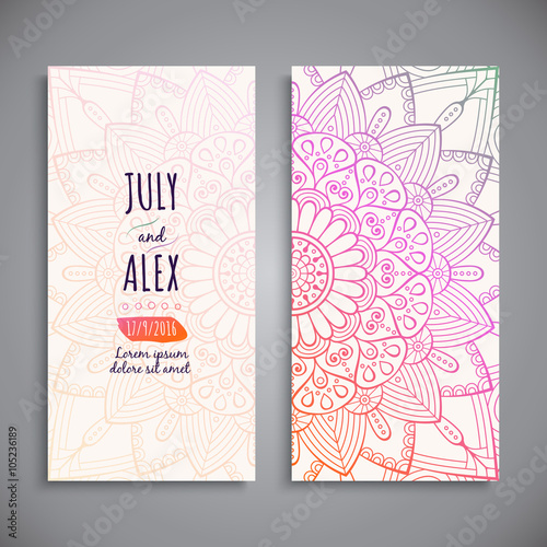 Wedding card or invitation. Vintage decorative elements.