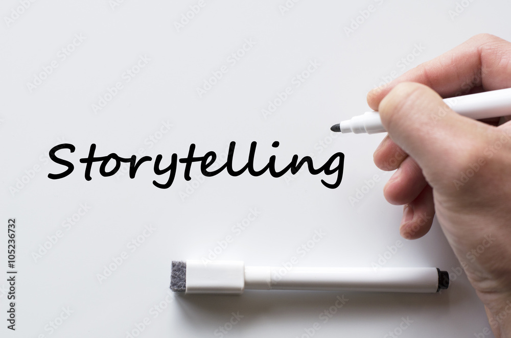 Storytelling written on whiteboard Storytelling written on whiteboard
