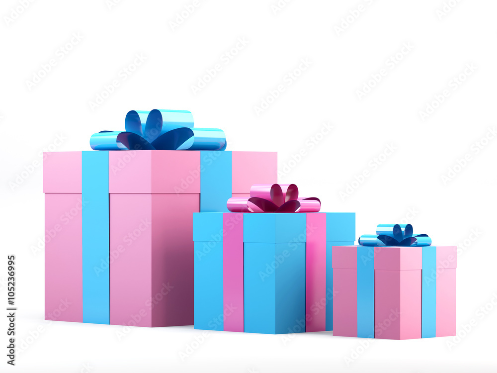 Fototapeta premium Gift box with ribbon bow on white background