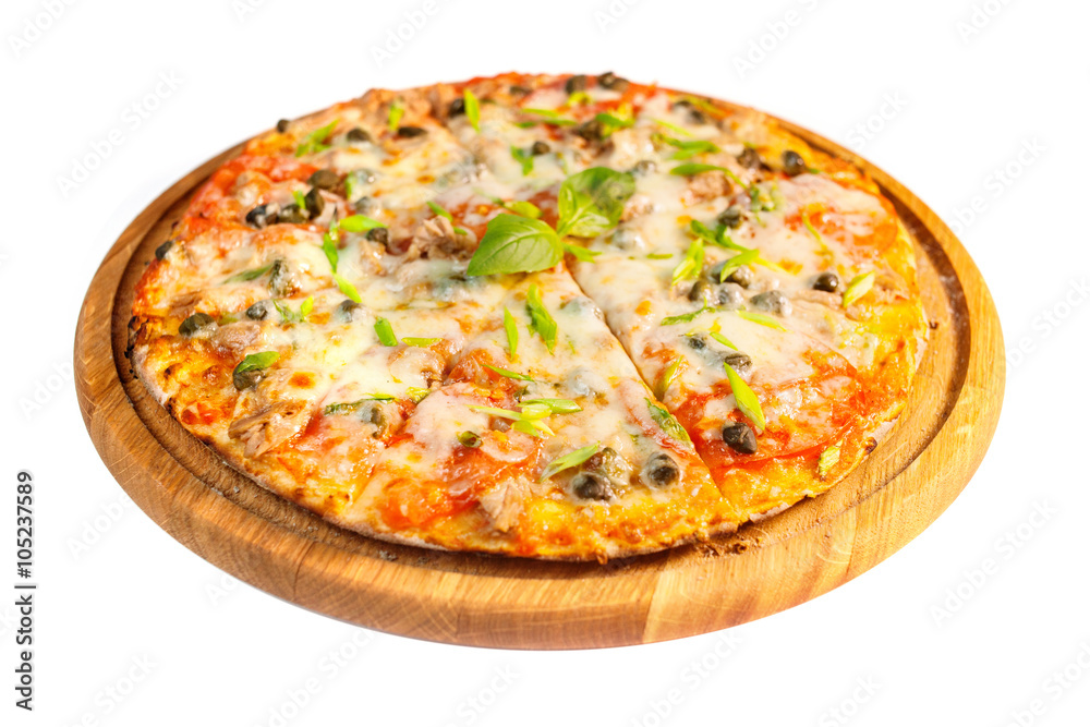 Delicious pizza with tuna