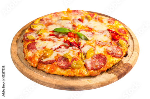 Delicious pizza with salami