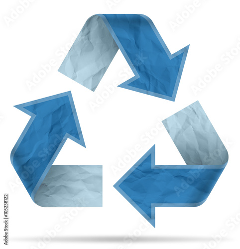 recycle symbol from crumpled paper
