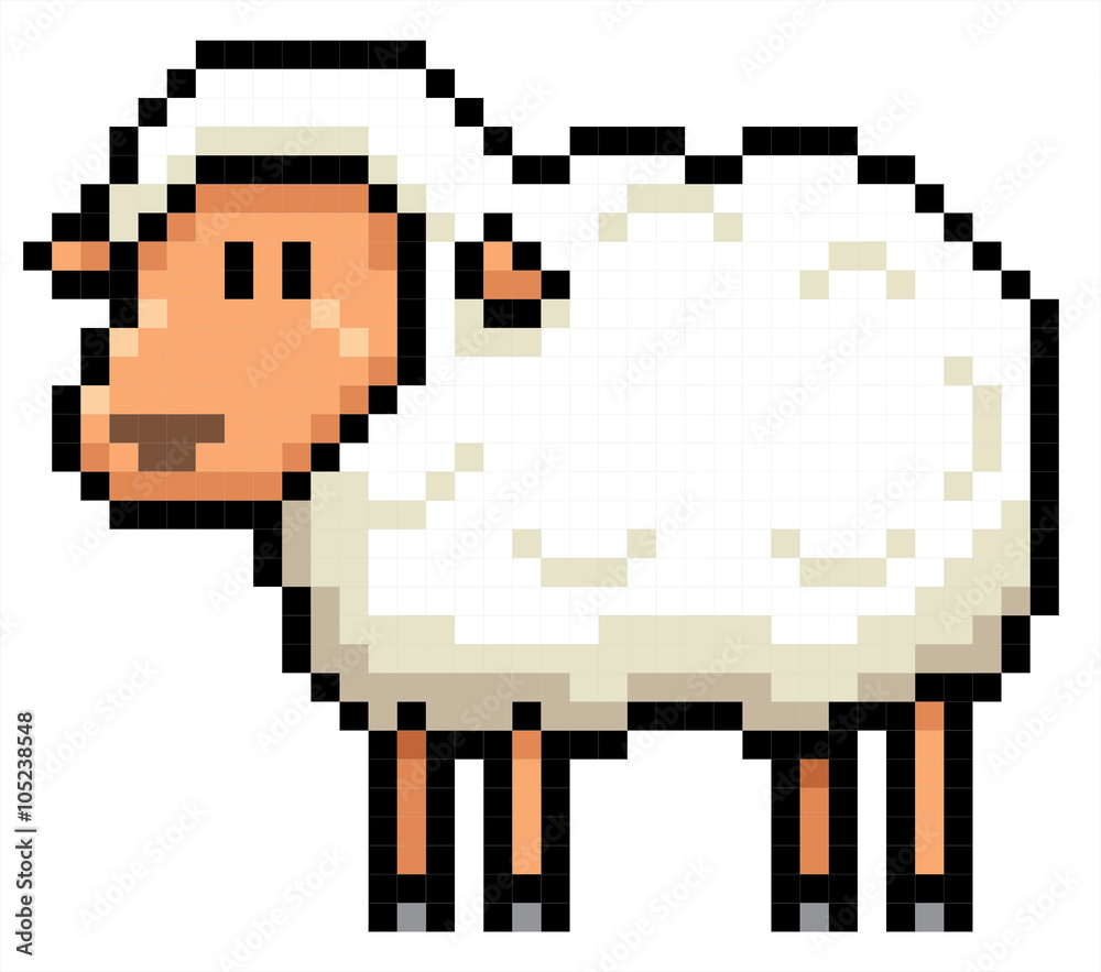 Obraz premium Vector illustration of cartoon Sheep - Pixel design