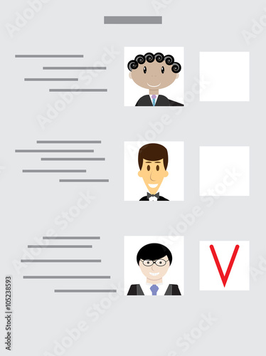 Sample ballot for voting with choice of candidates