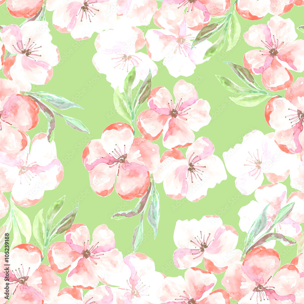 Apple blossom seamless pattern