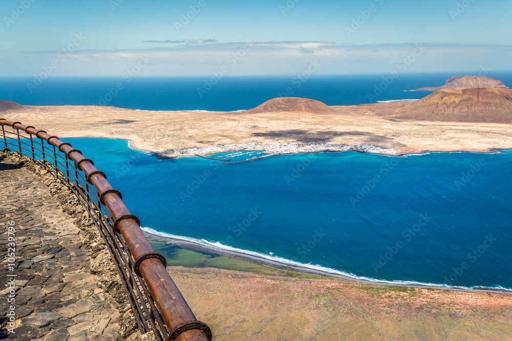 View of Graciosa Island from Mirador del Rio, Lanzarote Island,