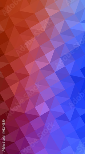 Multicolor blue, red polygonal design illustration, which consist of triangles and gradient in origami style.