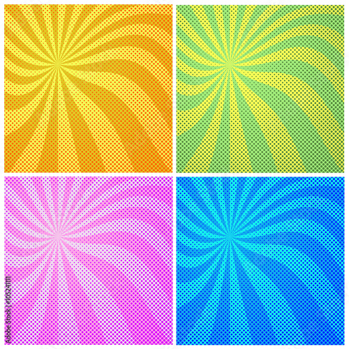 Set of halfton color background. Pattern design for banner, poster, brochure. Vector illustration.