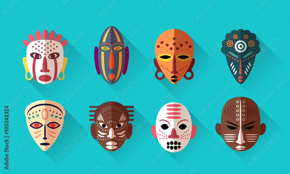 African Mask Icons African Mask Icons