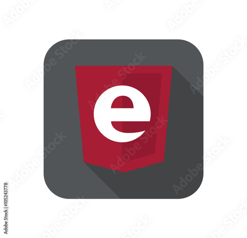 vector web development shield sign - programming language letter e. isolated