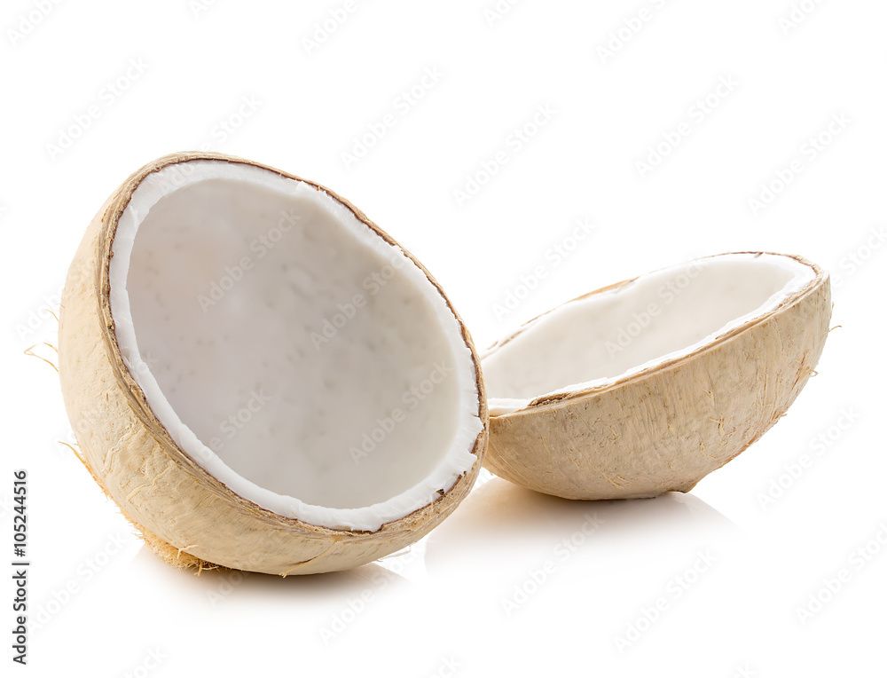 Young sweet coconuts close-up isolated on white background.