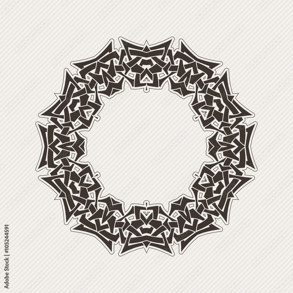 Vector ornate border. Gothic lace tattoo. Celtic weave with sharp corners. 